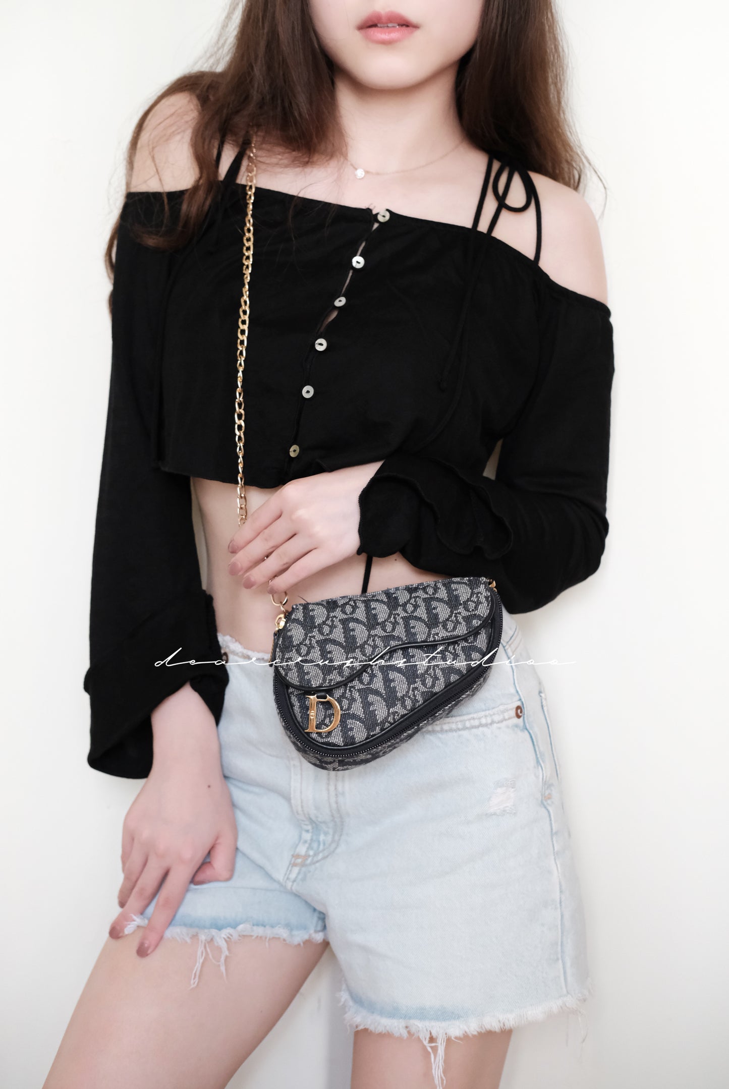 Dior Mini Saddle · 中古獨有經典藍色老花小馬鞍