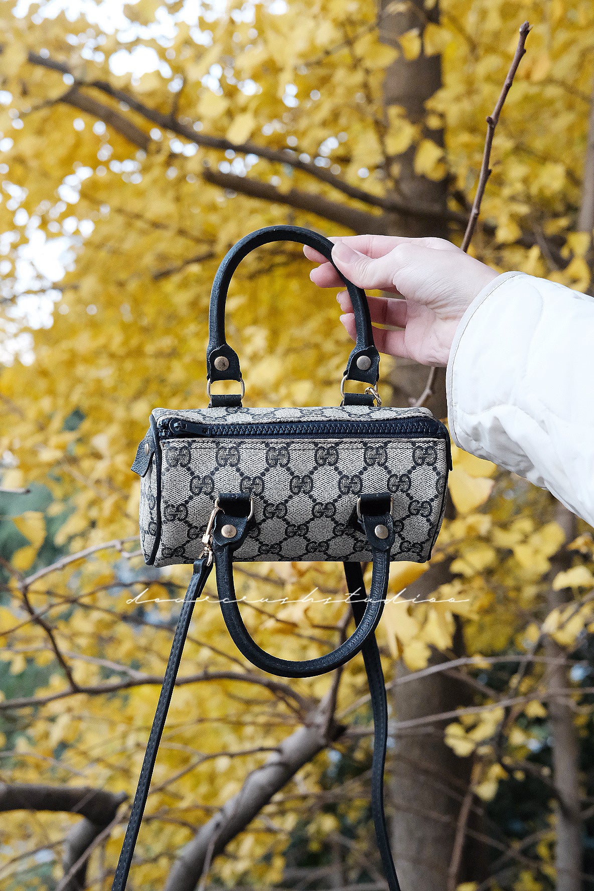 Gucci Mini Boston Blue · 絕絕子罕有中古藍花迷你波士頓