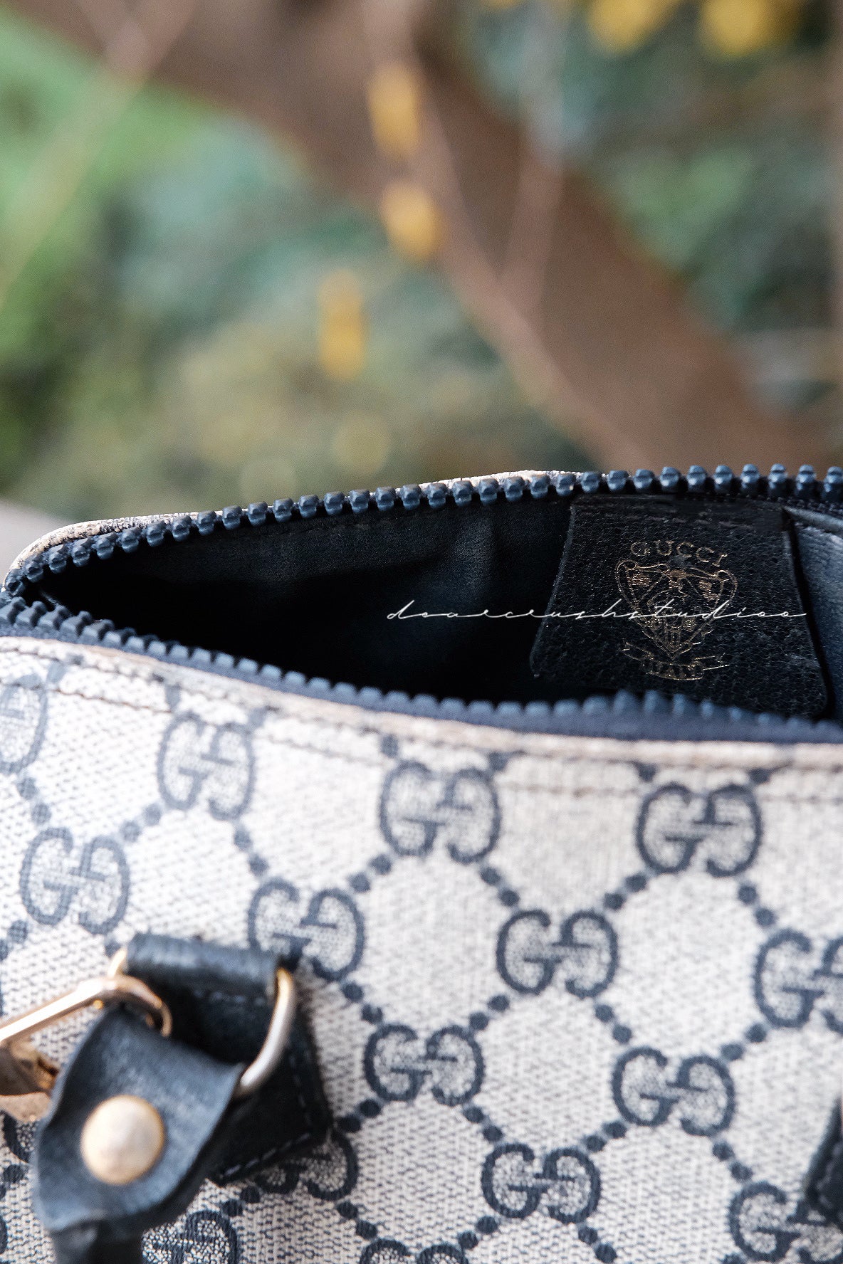 Gucci Mini Boston Blue · 絕絕子罕有中古藍花迷你波士頓