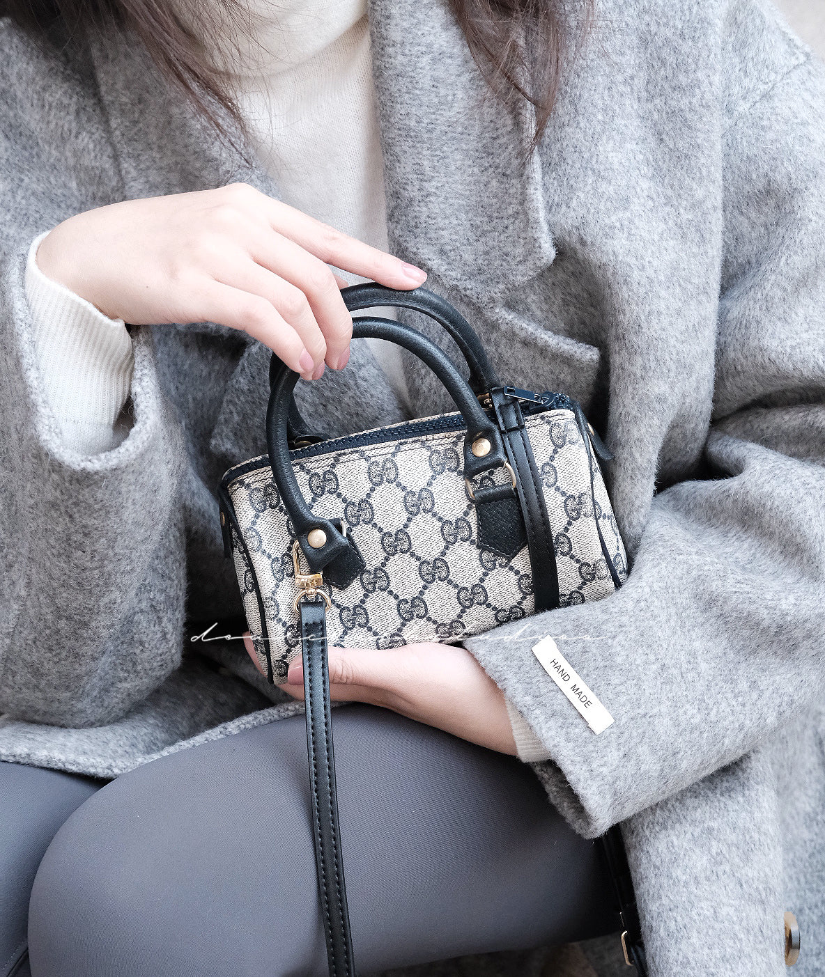 Gucci Mini Boston Blue · 絕絕子罕有中古藍花迷你波士頓