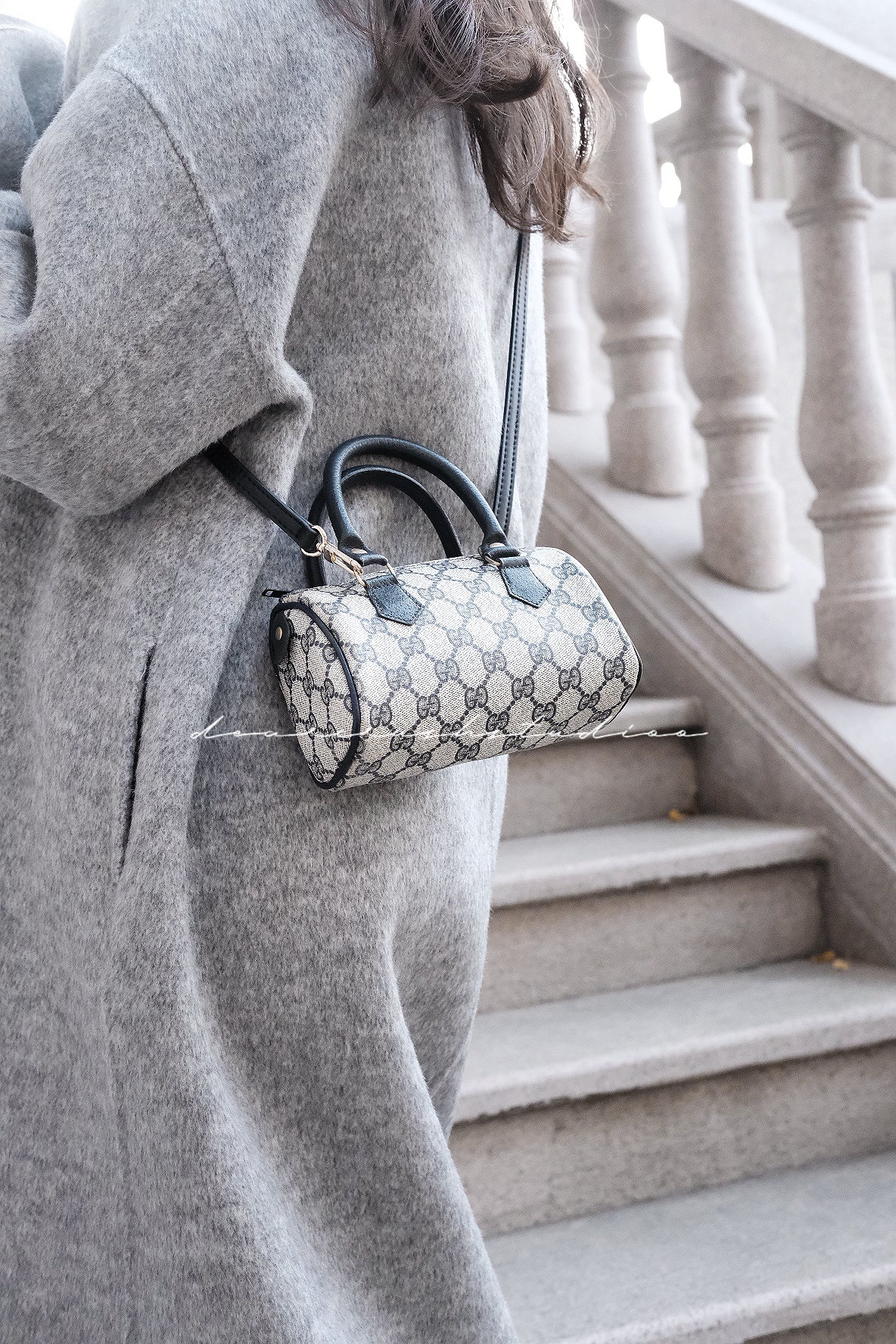 Gucci Mini Boston Blue · 絕絕子罕有中古藍花迷你波士頓