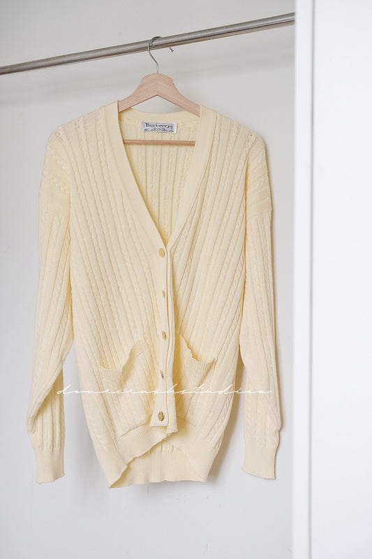 Burberry Cardigan · 小雞黃純棉寬鬆男友風多用途外套