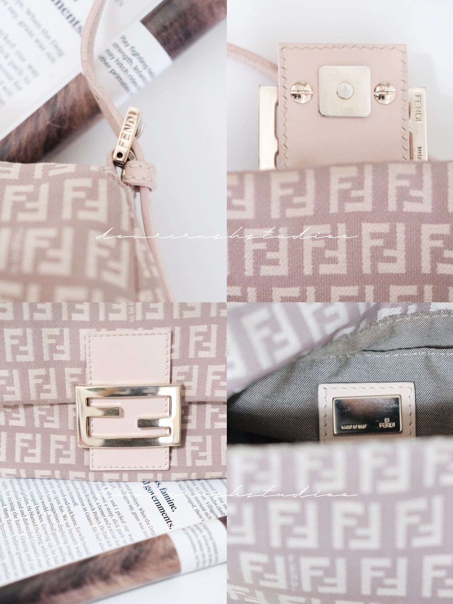 Fendi Dusty Pink Mini Baguette · 知性藕粉色老花迷你小法棍