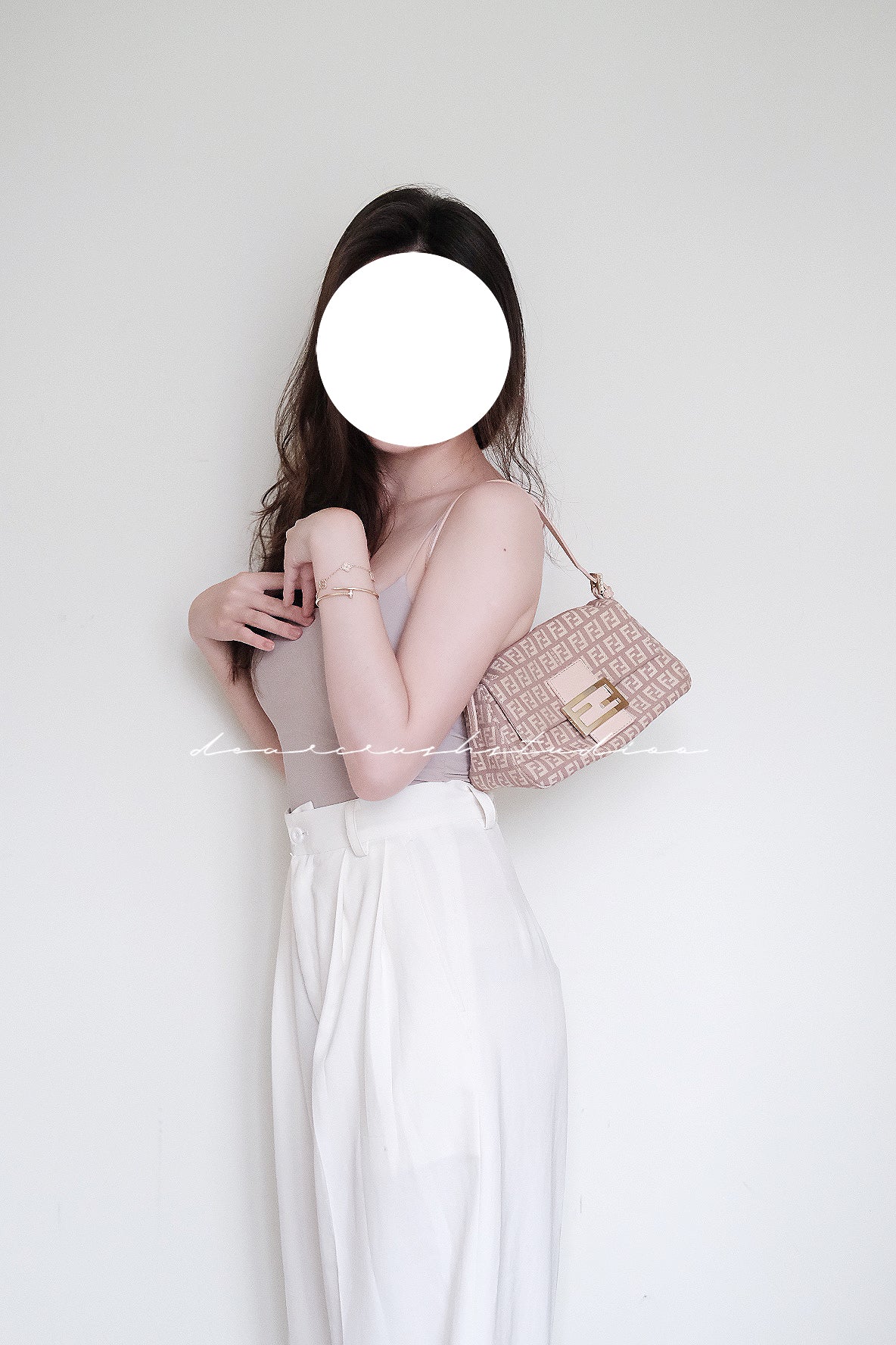 Fendi Dusty Pink Mini Baguette · 知性藕粉色老花迷你小法棍