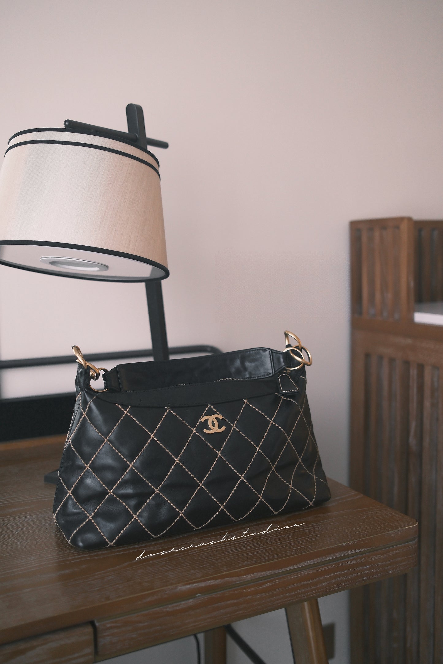 Chanel Wild Stitch Black Hobo · 經典黑菱格外縫線腋下法棍