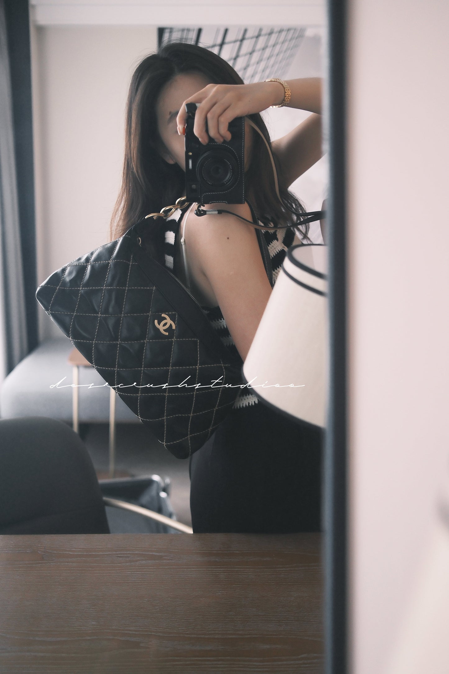 Chanel Wild Stitch Black Hobo · 經典黑菱格外縫線腋下法棍