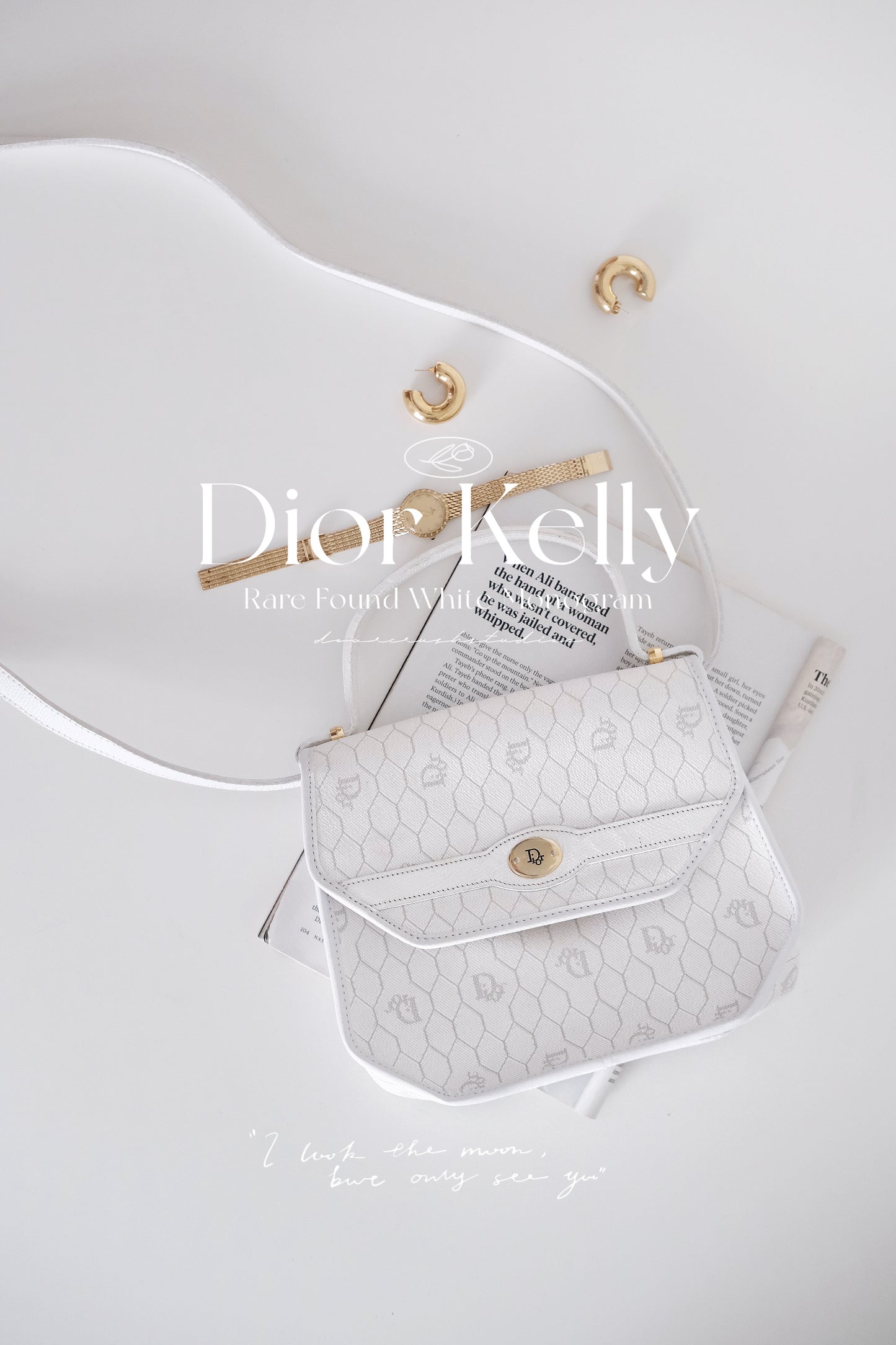 Dior White Monogram Kelly · 罕有白雪公主六邊形斜孭手提包