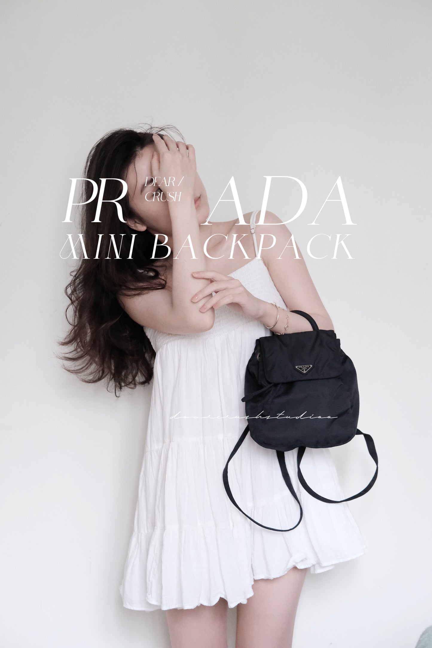 Prada Mini Backpack · 尼龍黑銀配色輕身百搭小背包