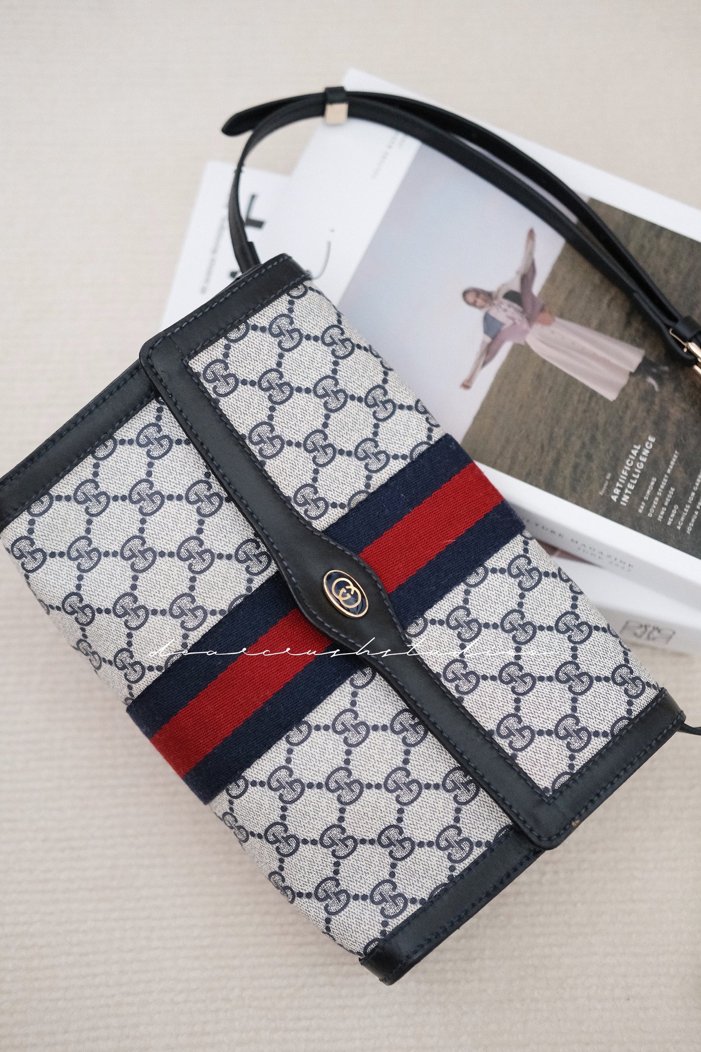 Gucci DIY Envelope · 中古獨有藍花多用途信封袋