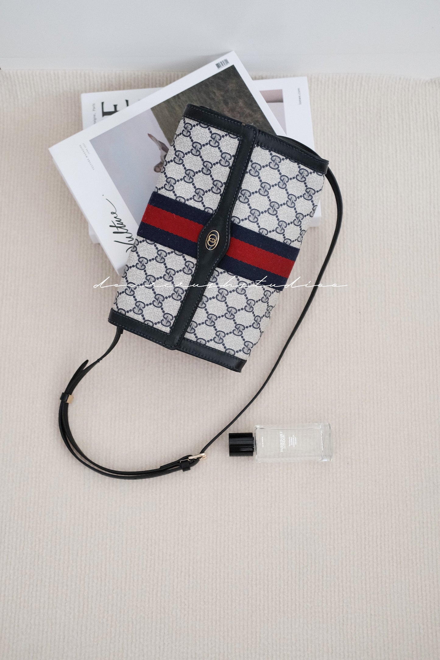 Gucci DIY Envelope · 中古獨有藍花多用途信封袋