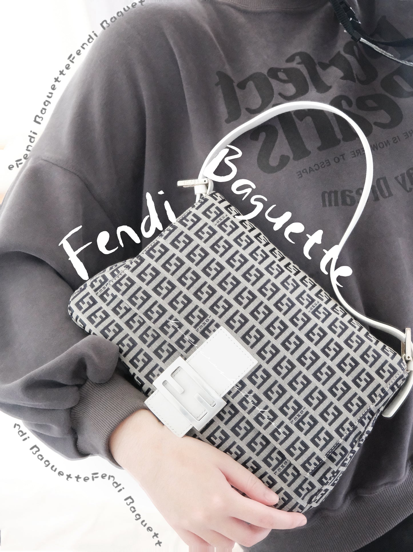 Fendi Baguette · 藍白配經典FF老花又甜又辣