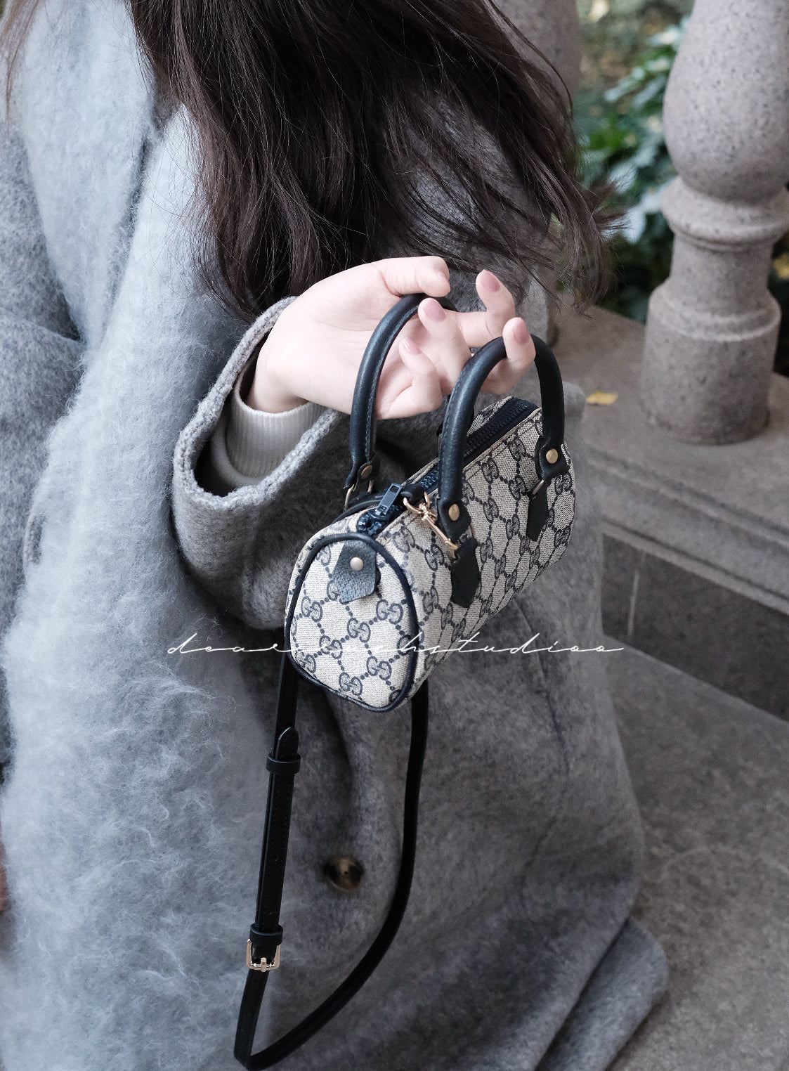 Gucci Mini Boston Blue · 絕絕子罕有中古藍花迷你波士頓