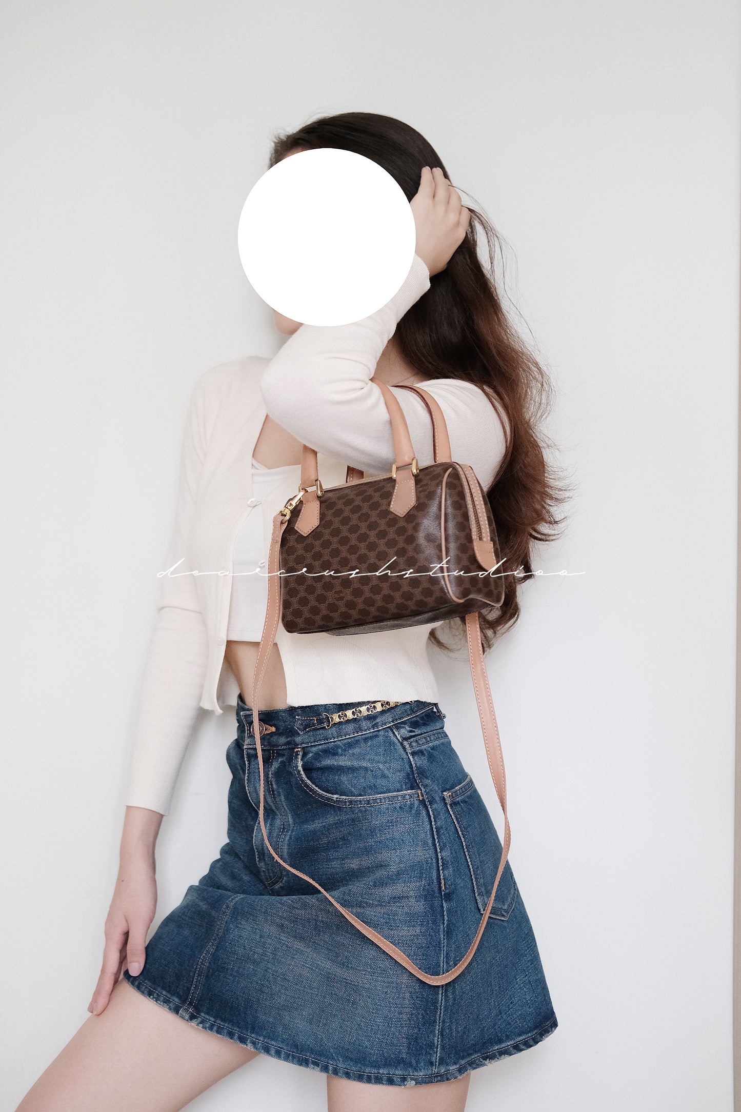 Celine Mini Boston · 經典啡色凱旋門老花迷你波士頓